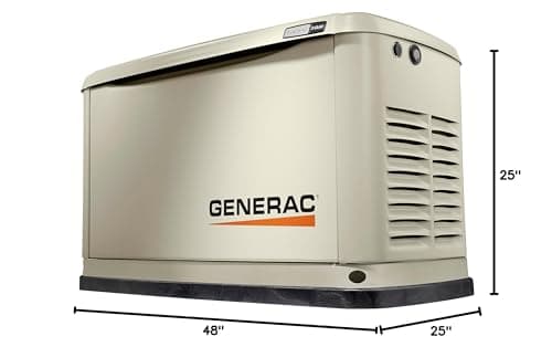Generac Guardian 24kW Home Standby Generator with 200 Amp Transfer Switch, Durable All Aluminum, WiFi Enabled with G-Force Engine, Easy to Use, Whole House Power Backup, Smart Outage Solution - Bisque