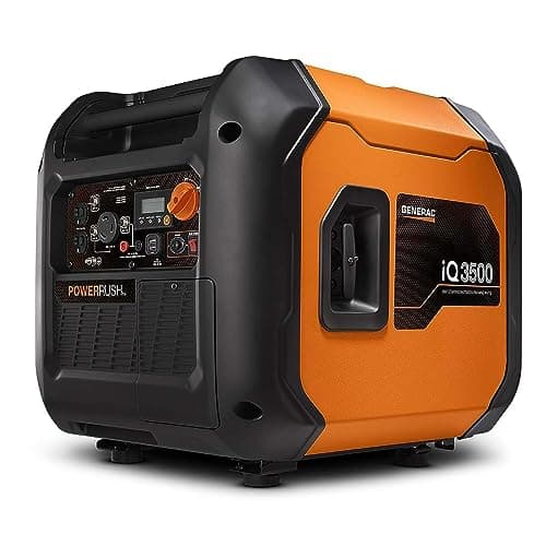 Generac 7127 iQ3500 3,500-Watt Gas-Powered Portable Inverter Generator - Durable, Lightweight Design - Speed Selection for Quiet Performance or Maximum Power - CARB Compliant - Orange/Black
