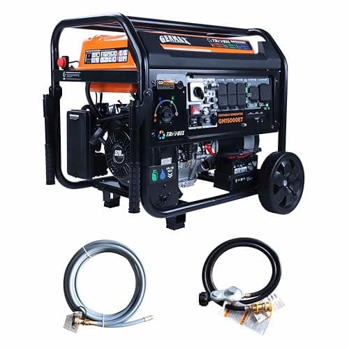 GENMAX 15000W Tri-Fuel Portable Generator - 2025 Model with ATS, CO Sensor, Digital Display & 50A Output Perfect for Home Backup, Construction Sites & Emergency Power (GM15000ET)