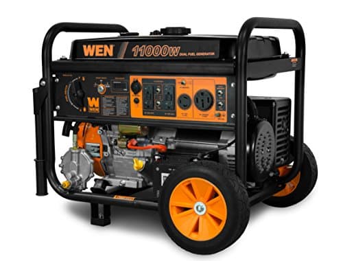WEN 11,000-Watt Dual Fuel Generator Bundle with Wheel Kit, Electric Start, Weatherproof Cover