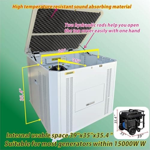Generator Box, Generator Quiet Box Interior Space: 39.4" x 35" x 35.5"，with Ventilation, Heat Dissipation and Impact Resistance