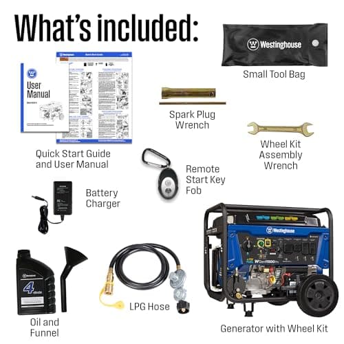 Westinghouse 14500 Peak Watt Tri-Fuel Home Backup Portable Generator, Remote Electric Start, Transfer Switch Ready, Gas, Propane, and Natural Gas Powered