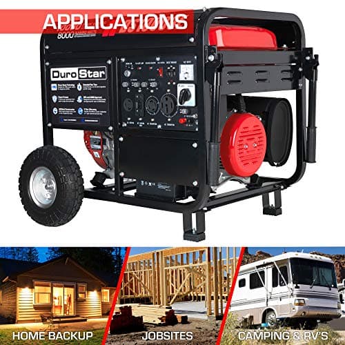 DS10000E Gas Powered Portable Generator-10000 Watt Electric Start-Home Back Up & RV Ready, 50 State Approved, Red/Black