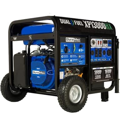 DuroMax XP13000HX Dual Fuel Portable Generator - 13000 Watt Gas or Propane Powered - Electric Start w/ CO Alert, 50 State Approved, Blue