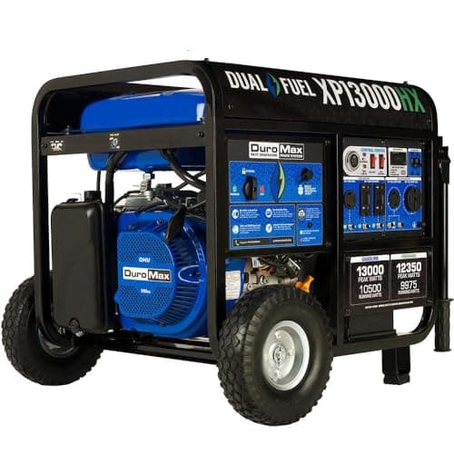 DuroMax XP13000HX Dual Fuel Portable Generator - 13000 Watt Gas or Propane Powered - Electric Start w/ CO Alert, 50 State Approved, Blue