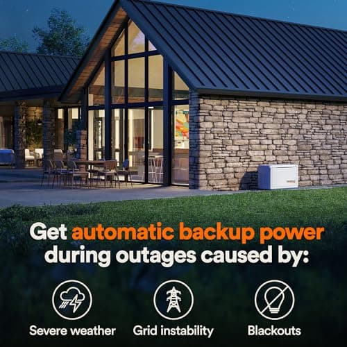 Generac Guardian 24kW Home Standby Generator with 200 Amp Transfer Switch, Durable All Aluminum, WiFi Enabled with G-Force Engine, Easy to Use, Whole House Power Backup, Smart Outage Solution - Bisque