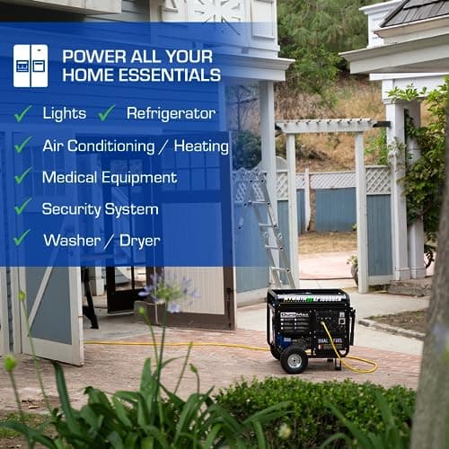 DuroMax XP10000EH Dual Fuel Portable Generator - 10000 Watt Gas or Propane Powered-Electric Start- Home Back Up & RV Ready, 50 State Approved