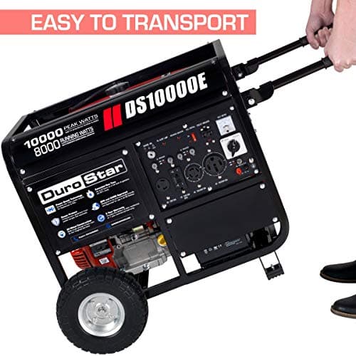 DS10000E Gas Powered Portable Generator-10000 Watt Electric Start-Home Back Up & RV Ready, 50 State Approved, Red/Black