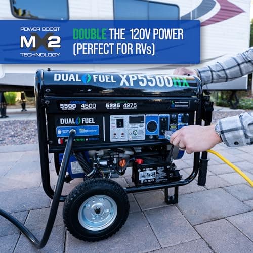 DuroMax XP5500HX 5,500-Watt Dual Fuel Portable Generator - Gas & Propane, Electric Start, RV & Emergency Ready