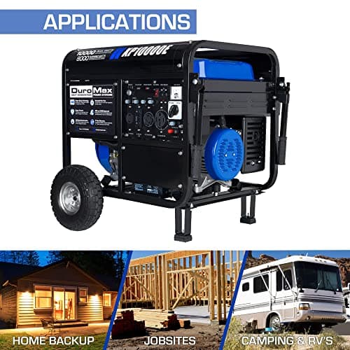 DuroMax XP10000E 10,000-Watt Gas Powered Portable Generator - Electric Start, Whole Home Backup Power, Transfer Switch Ready, RV & Emergency Ready