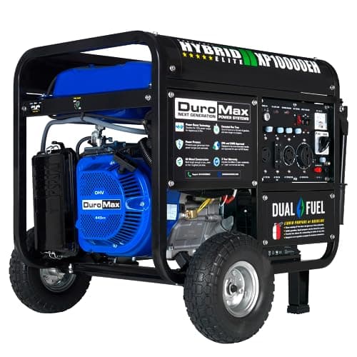 DuroMax XP10000EH Dual Fuel Portable Generator - 10000 Watt Gas or Propane Powered-Electric Start- Home Back Up & RV Ready, 50 State Approved