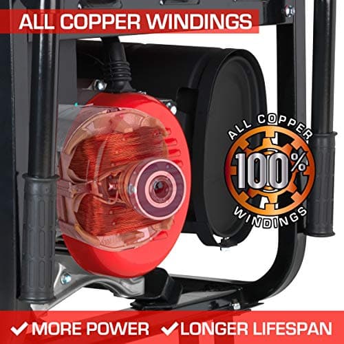 DS10000E Gas Powered Portable Generator-10000 Watt Electric Start-Home Back Up & RV Ready, 50 State Approved, Red/Black