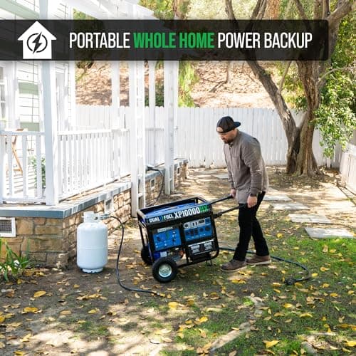 DuroMax XP10000HX 10,000-Watt Dual Fuel Portable Generator - Gas & Propane, Electric Start, Whole Home Power Backup, Transfer Switch Ready, RV & Emergency Ready
