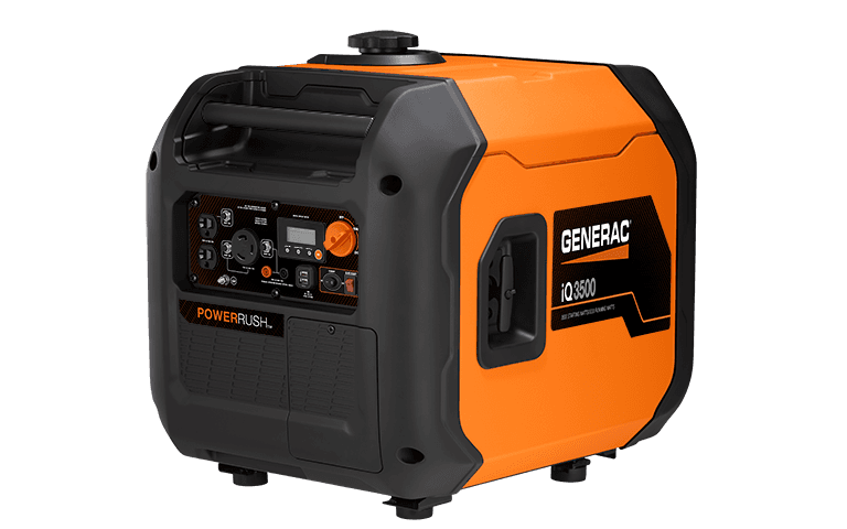 Generac 7127 iQ3500 3,500-Watt Gas-Powered Portable Inverter Generator - Durable, Lightweight Design - Speed Selection for Quiet Performance or Maximum Power - CARB Compliant - Orange/Black