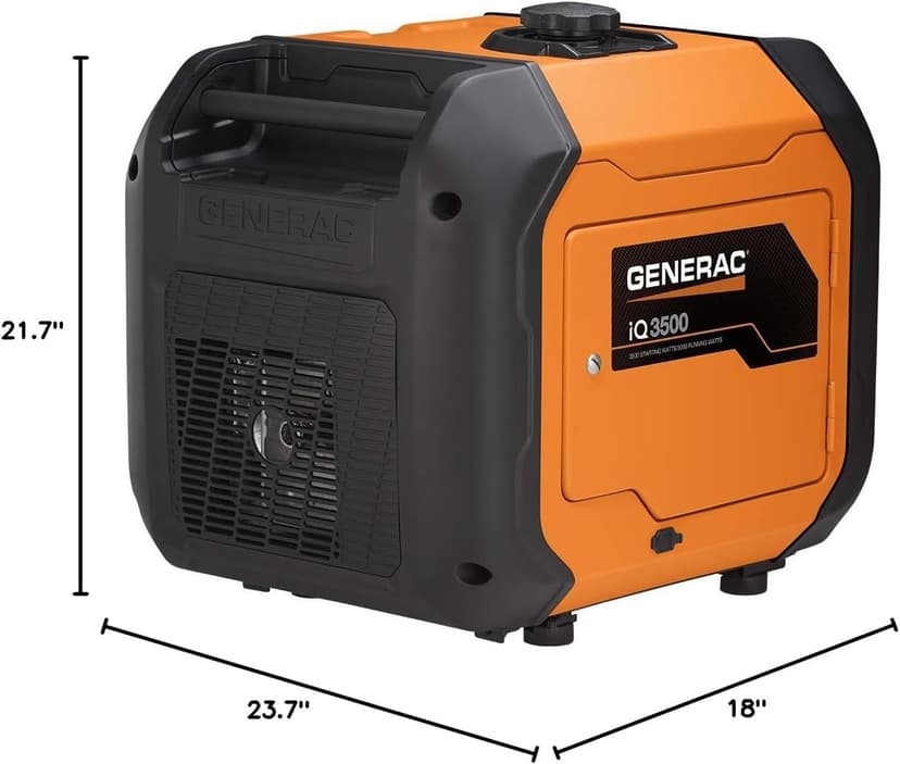 Generac 7127 iQ3500 3,500-Watt Gas-Powered Portable Inverter Generator - Durable, Lightweight Design - Speed Selection for Quiet Performance or Maximum Power - CARB Compliant - Orange/Black