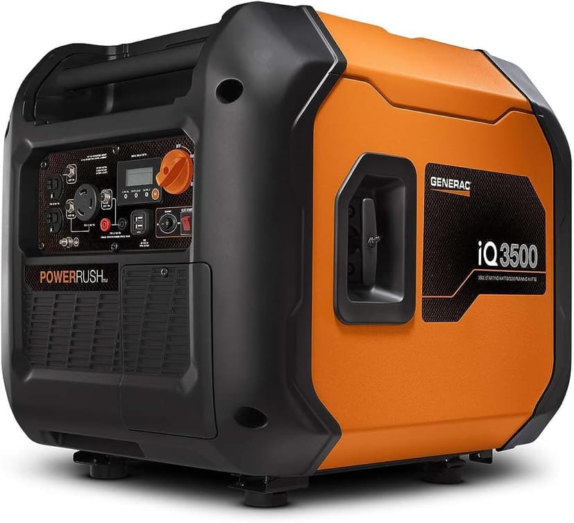 Generac 7127 iQ3500 3,500-Watt Gas-Powered Portable Inverter Generator - Durable, Lightweight Design - Speed Selection for Quiet Performance or Maximum Power - CARB Compliant - Orange/Black