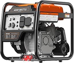 4000W Gas Generator, Portable Quiet Generator with Long Runtime, Eco Mode, Low Oil Shutoff, Open Frame Design – Ideal for RV, Camping, Home Backup, Farm & Jobsite (Orange)