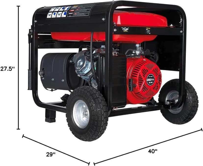DS10000E Gas Powered Portable Generator-10000 Watt Electric Start-Home Back Up & RV Ready, 50 State Approved, Red/Black