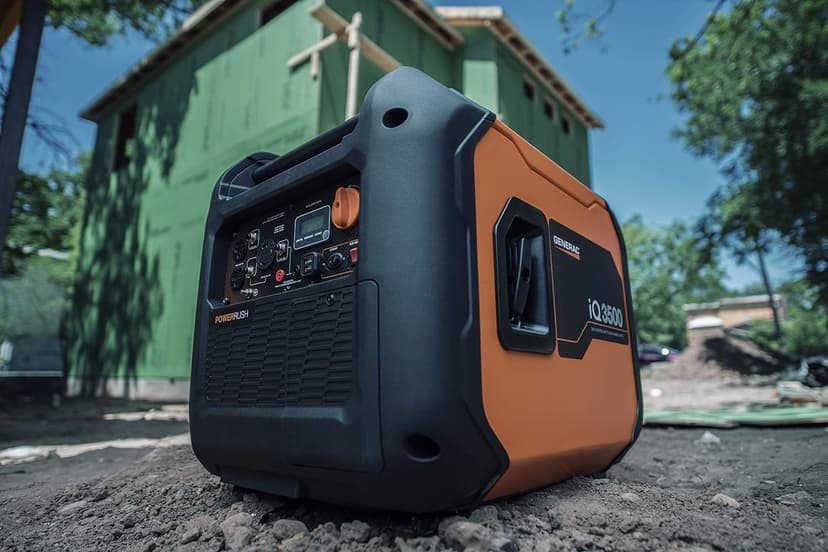 Generac 7127 iQ3500 3,500-Watt Gas-Powered Portable Inverter Generator - Durable, Lightweight Design - Speed Selection for Quiet Performance or Maximum Power - CARB Compliant - Orange/Black