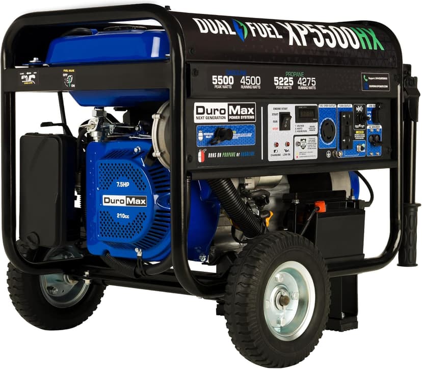 DuroMax XP5500HX 5,500-Watt Dual Fuel Portable Generator - Gas & Propane, Electric Start, RV & Emergency Ready