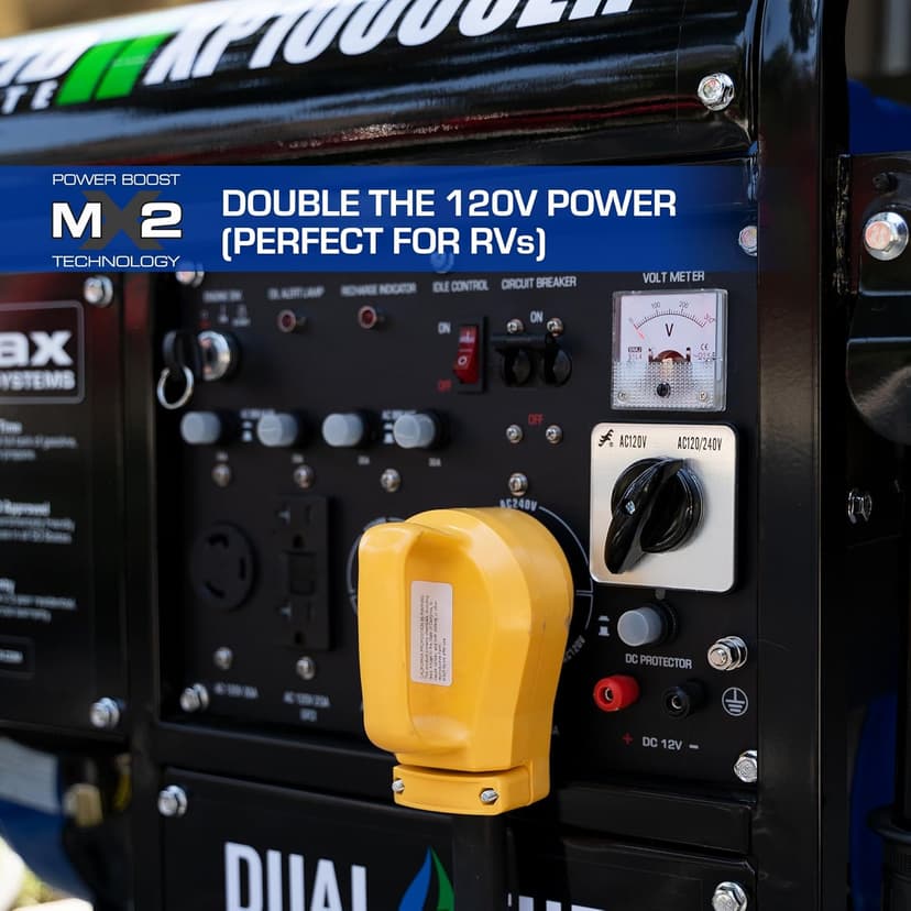 DuroMax XP10000EH Dual Fuel Portable Generator - 10000 Watt Gas or Propane Powered-Electric Start- Home Back Up & RV Ready, 50 State Approved