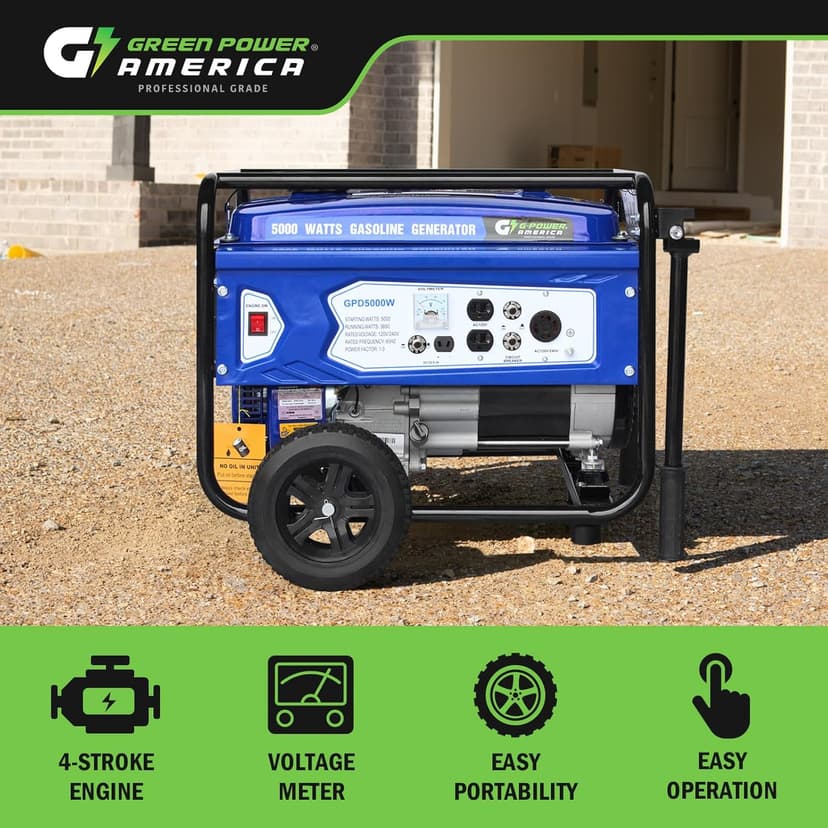 Gasoline Generator GPD5000W, Green/Black