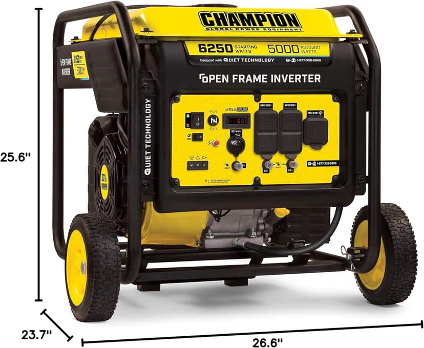Champion Power Equipment 6250-Watt Portable Open Frame Inverter Generator with Quiet Technology