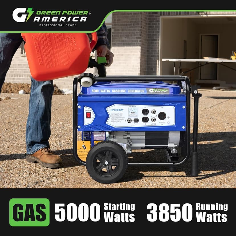 Gasoline Generator GPD5000W, Green/Black