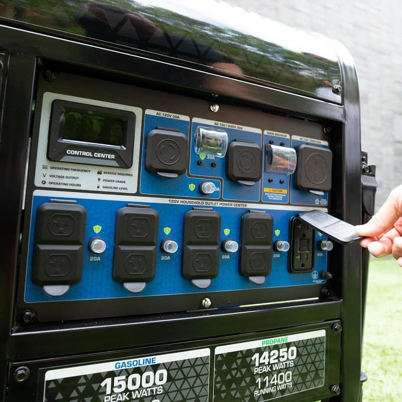 DuroMax XP15000HX 15,000-Watt Dual Fuel Portable Generator - Gas & Propane, Remote Electric Start, Whole Home Power Backup, Transfer Switch Ready, RV & Emergency Ready