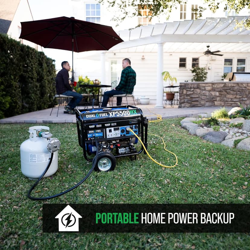 DuroMax XP5500HX 5,500-Watt Dual Fuel Portable Generator - Gas & Propane, Electric Start, RV & Emergency Ready
