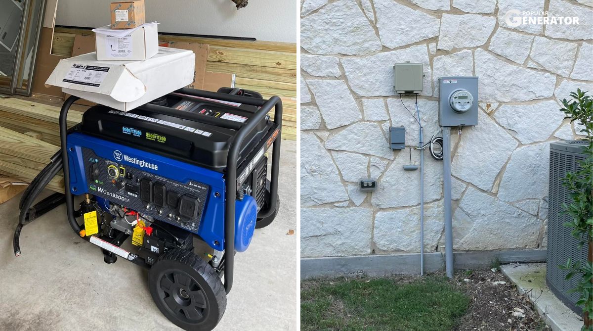 westinghouse-WGEN9500DF-powering-with-transfer-switch-setup